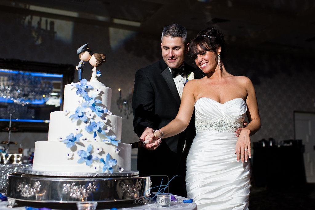 Crystal Ballroom Wedding Cake with Bride and Groom in Freehold NJ