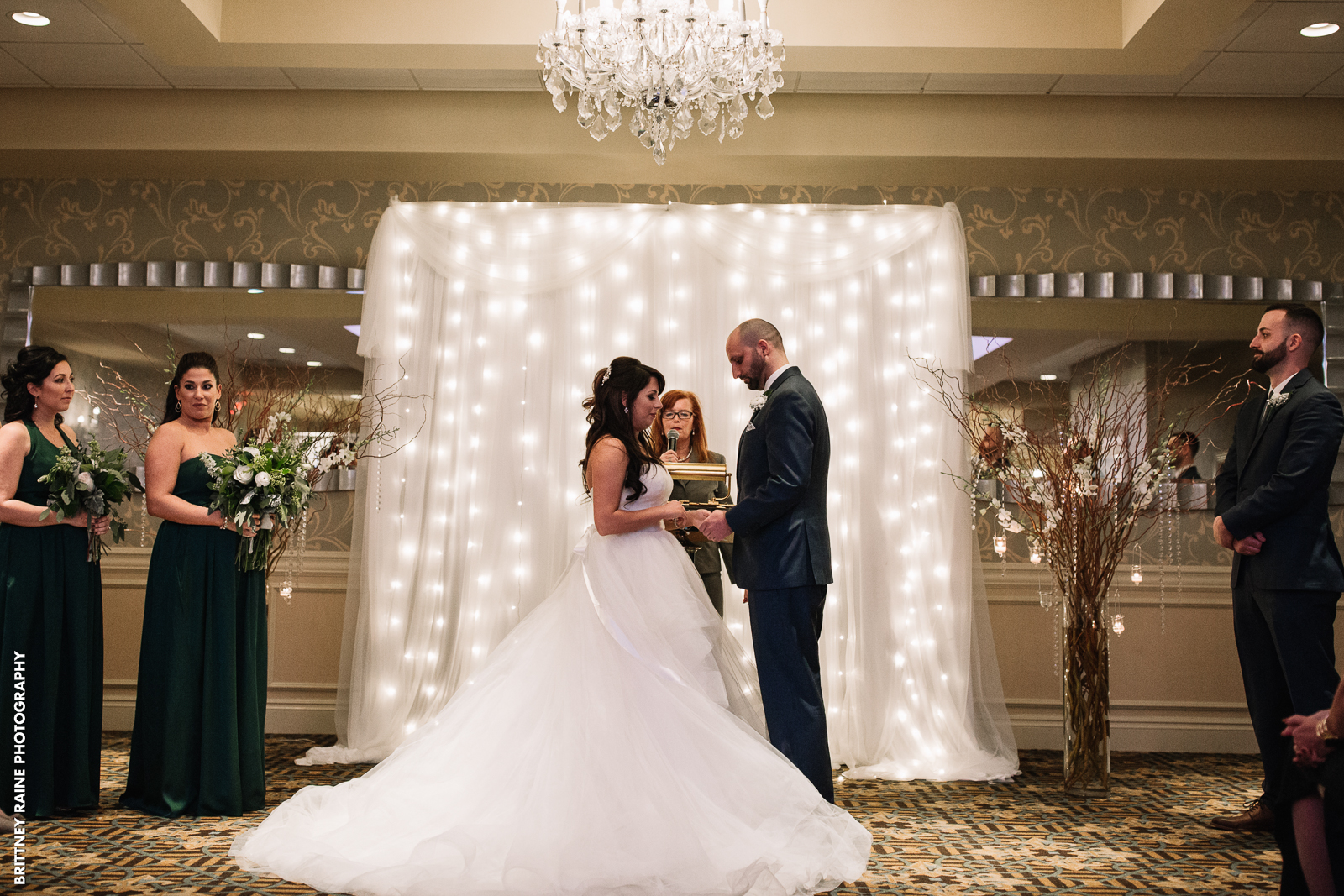 We love the sparkly backdrop Stephanie and Tyler used for their ceremony in the Emerald Ballroom!