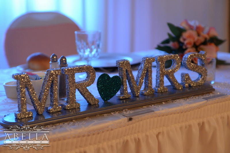 Glitter mr and mrs wedding sign