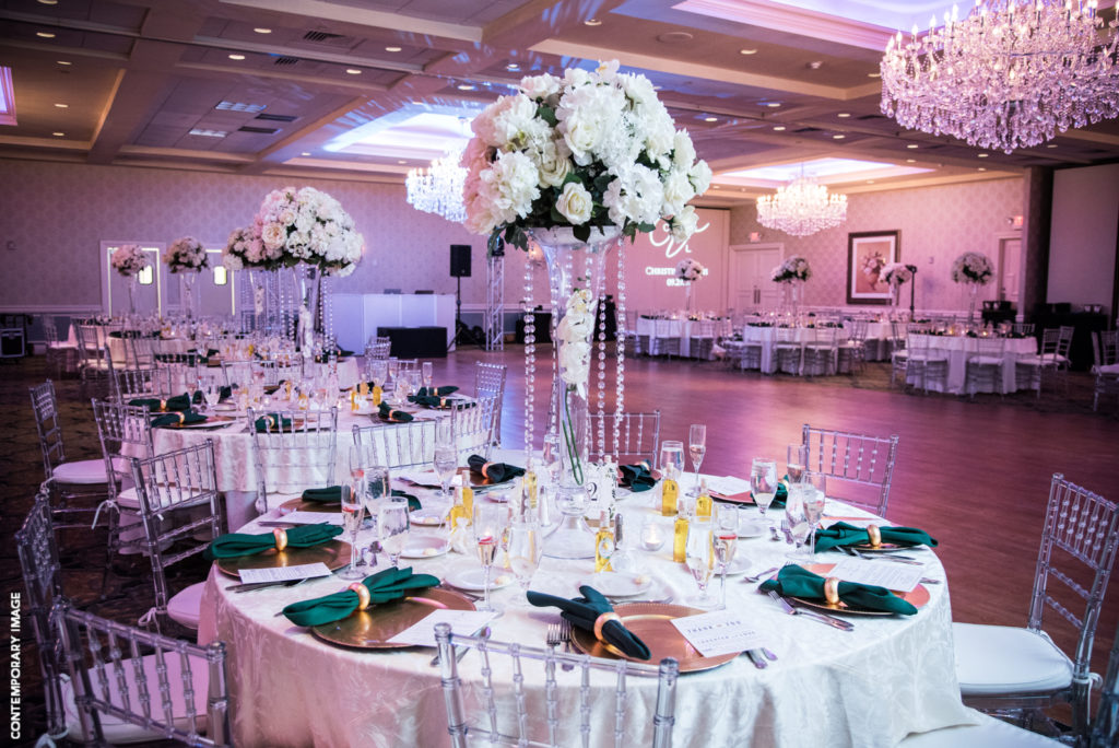 The Crystal Ballroom set for a recent wedding.