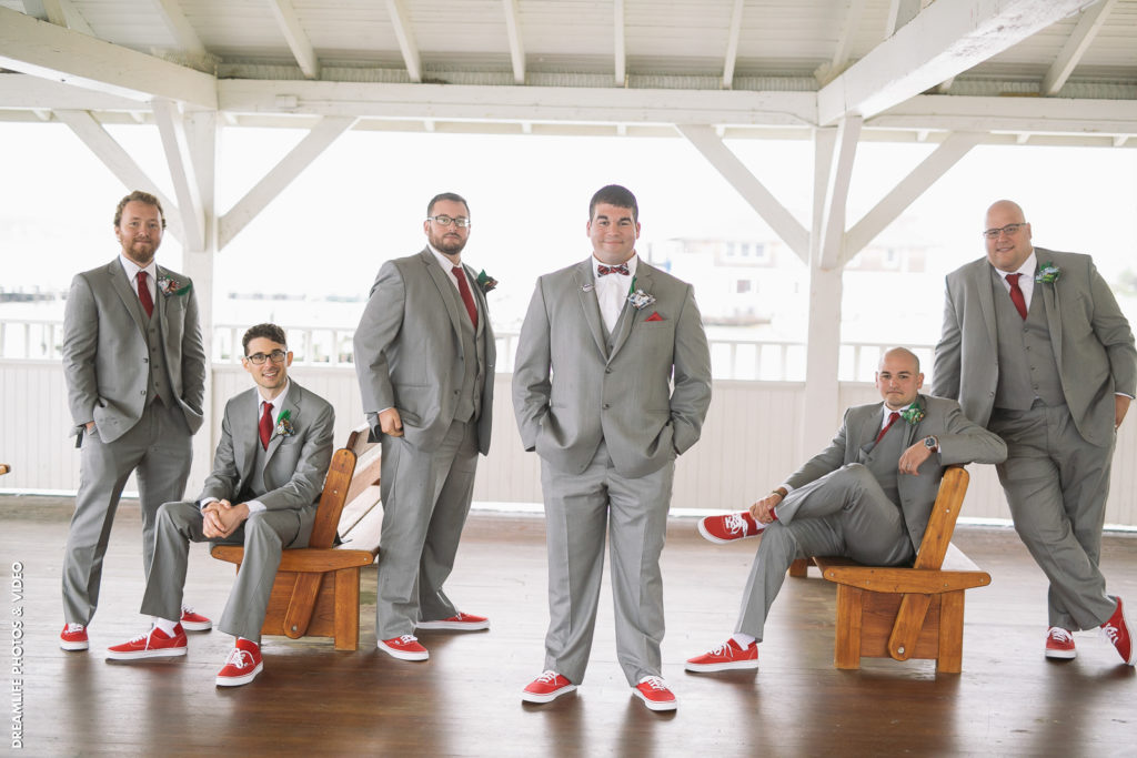 light grey groomsmen suits