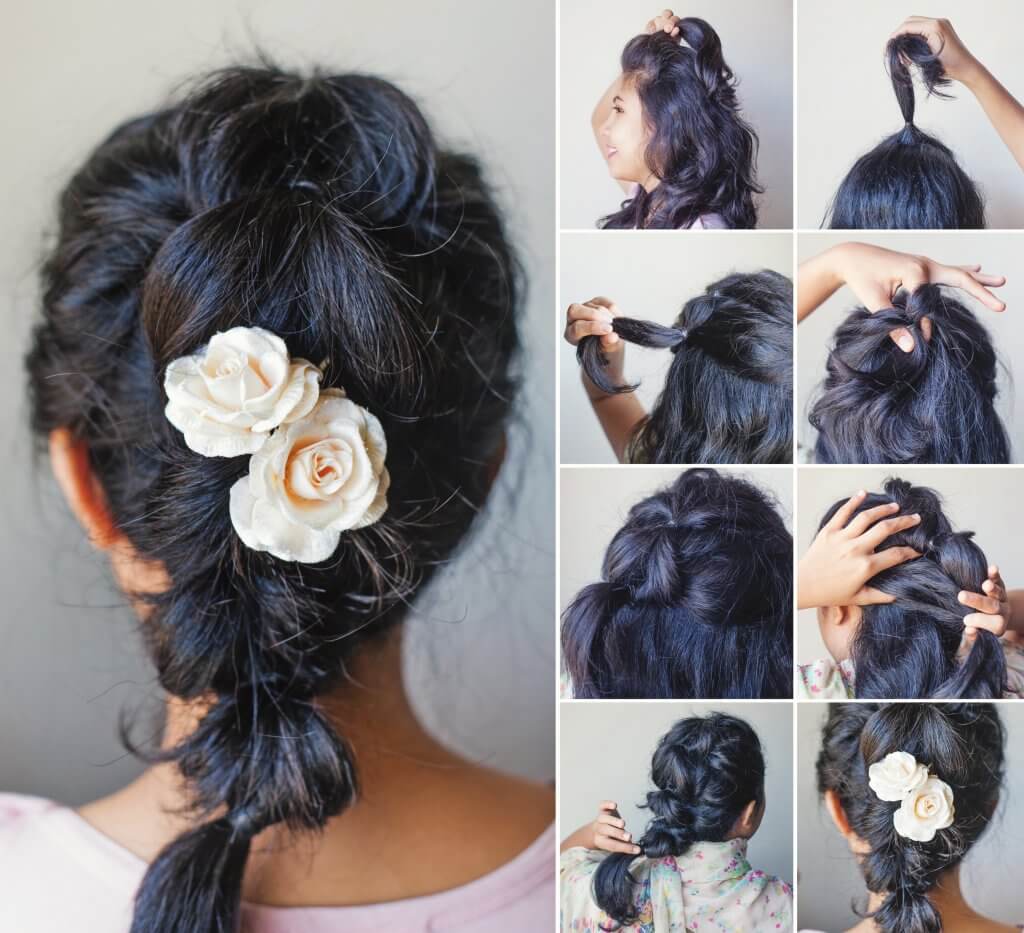 Natural wedding hairstyle messy ponytail